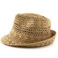 thumbnail image 6 of Men Hand‑Woven Paper Straw Fedora Hat Hollow Knit Sun Hat Wide Brim Breathable Outdoor Beach Travel Vacation Sun‑Shade Head‑Accessory for Adults, 6 of 8