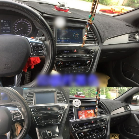 For Hyundai Sonata 9 2015-2017 Stickers Decals 1 Set Of 3D Carbon Fiber Black Car Cover Interior Molding Style Fangkenuo