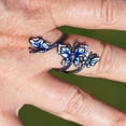 thumbnail image 5 of SmartBy Adjustable Ring Elegant Open-end Design Three Blue Butterflies Ring Jewelry for Party, 5 of 7