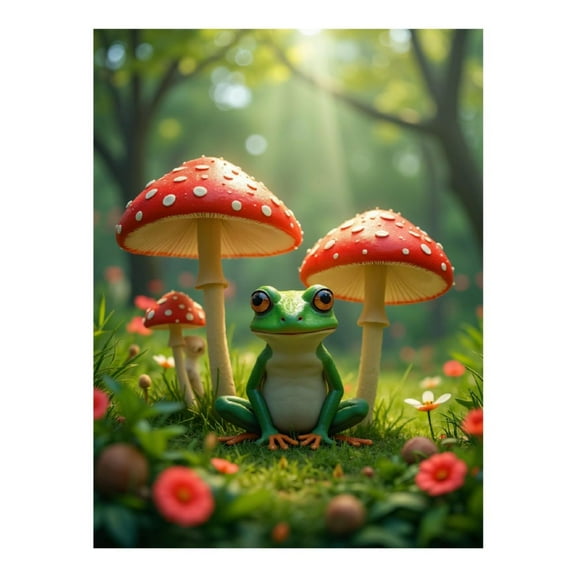 Diamond Art Kit for Adults, Frog Under Mushroom Forest Light Diamond Painting for Adults Beginners, DIY Diamond Art Painting Kits, 5D Diamond Painting Crafts for Home Decor 12x16 Frameless