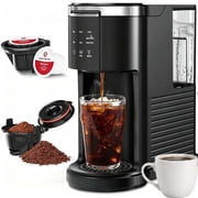 Auseo Single Serve Coffee Maker for Capsule & Ground Coffee,5 Brew Sizes (6-14 Oz), Hot & Iced Coffee, 40oz Removable Water Tank, for Home/Office
