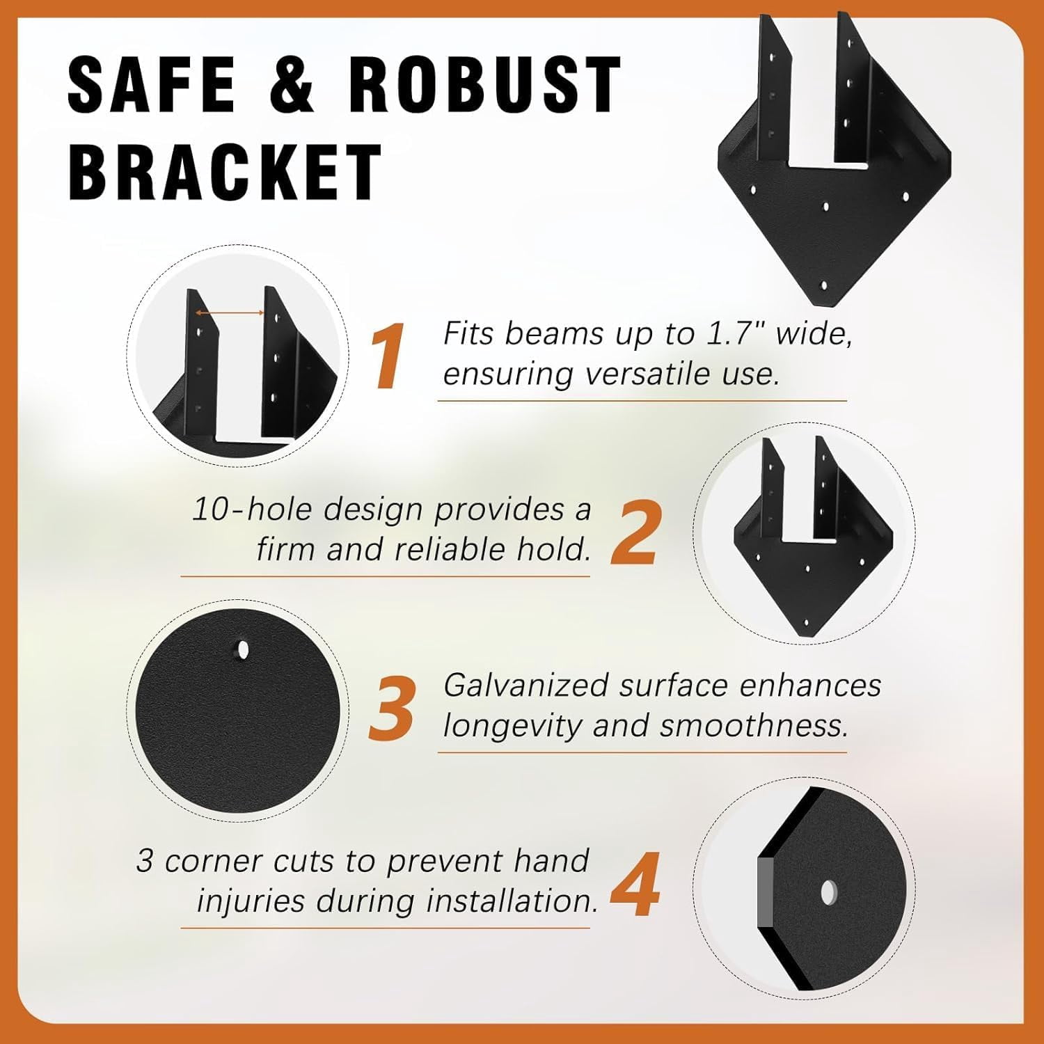 Heavy-Duty 14-Gauge Hurricane Ties for Rafters, 25-Pack Galvanized Structural Straps for Roof Trusses and Deck Joists, Black Powder Coated