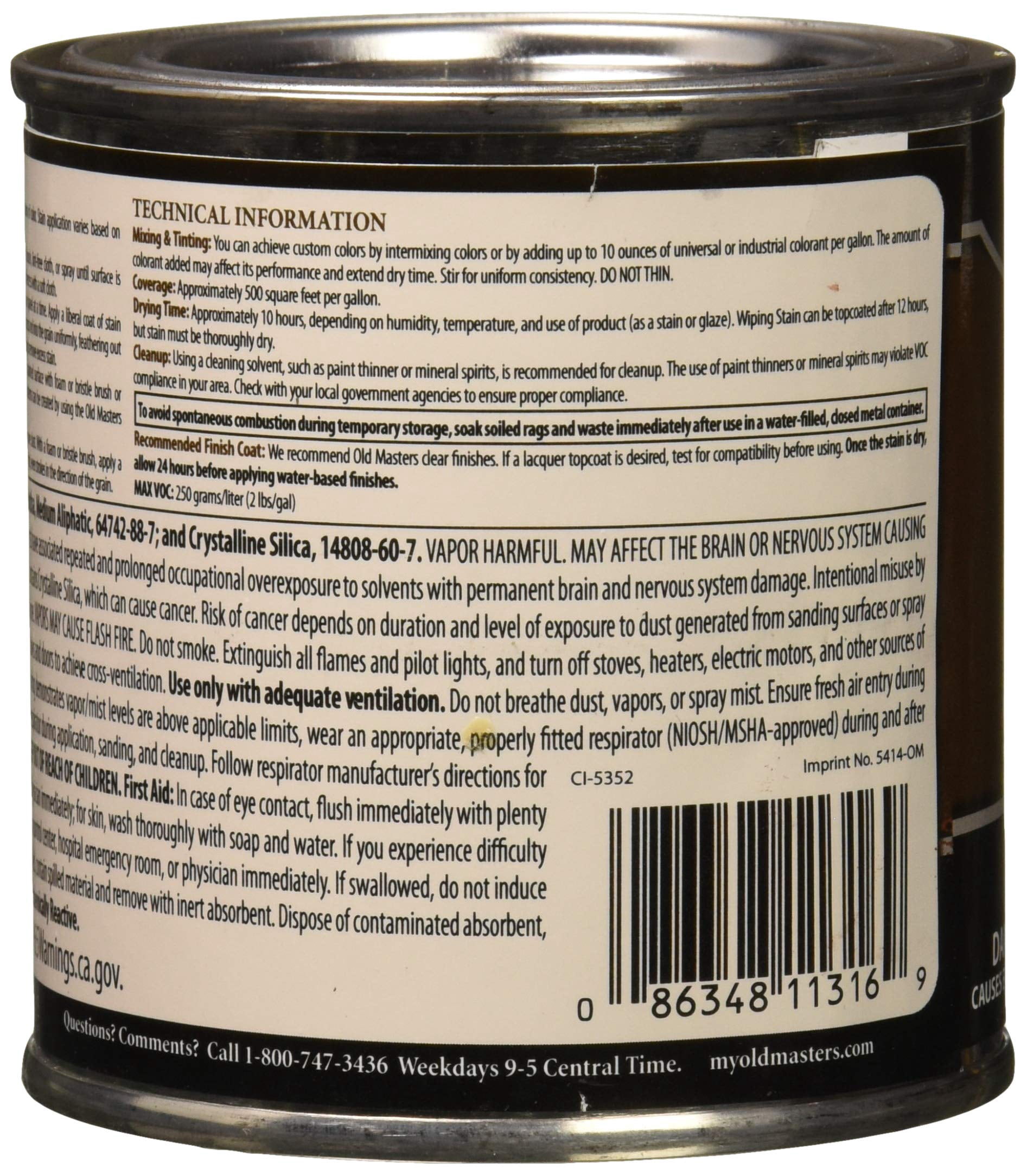 1/2 pt Old Masters 11316 Cherry Old Masters Oil-Based Wiping Stain
