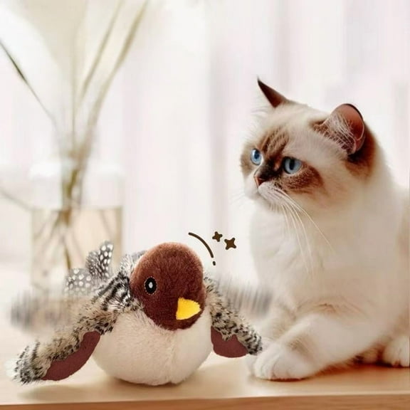 Rechargeable Flapping Bird Sparrow Chirp Tweet Cat Toy