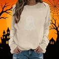 thumbnail image 2 of BXJX Womens Halloween Sweatshirts, Long Sleeve Rhinestone Holiday Crew Neck Pullover Tops for Halloween Khaki Size L, 2 of 5