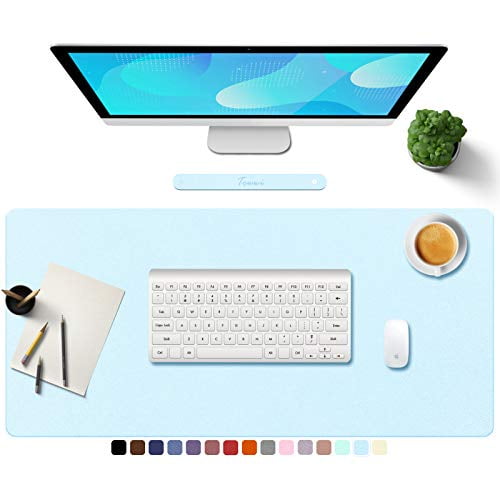 TOWWI PU Leather Desk Pad with Suede Base Multi-Color Non-Slip Mouse Pad Large Desk Blotter Protector 32” x 16” Waterproof Desk Writing Mat Black 