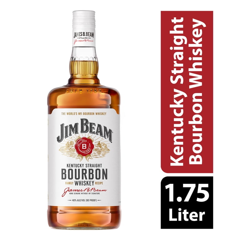 Jim Beam White Label Straight Bourbon, 1.75 L Bottle, 40% ABV