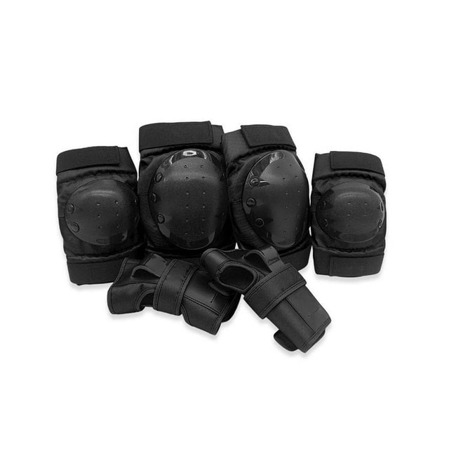 ZheElen 6 Pcs/ensemble Genouillère PE Sangle Flexible Réglable Coudières Enfants Patinage à Roulettes Trottinette Protection Taille Noir G