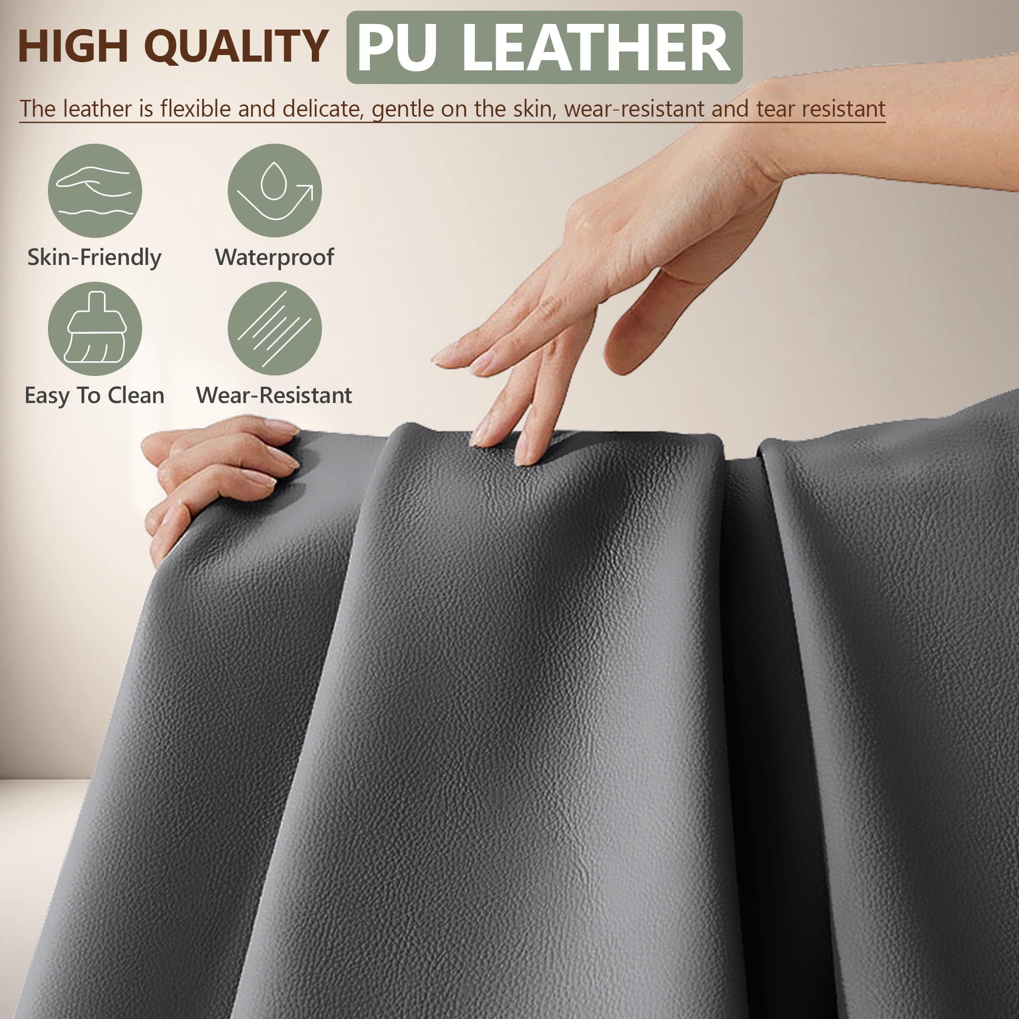 COOLHUT Big and Tall PU Leather Office Chair with Adjustable Headrest & Footrest, Executive Computer Desk Chair with 3D Adjustable Padded Armrest, Ergonomic Office Chair with Lumbar Support, Gray
