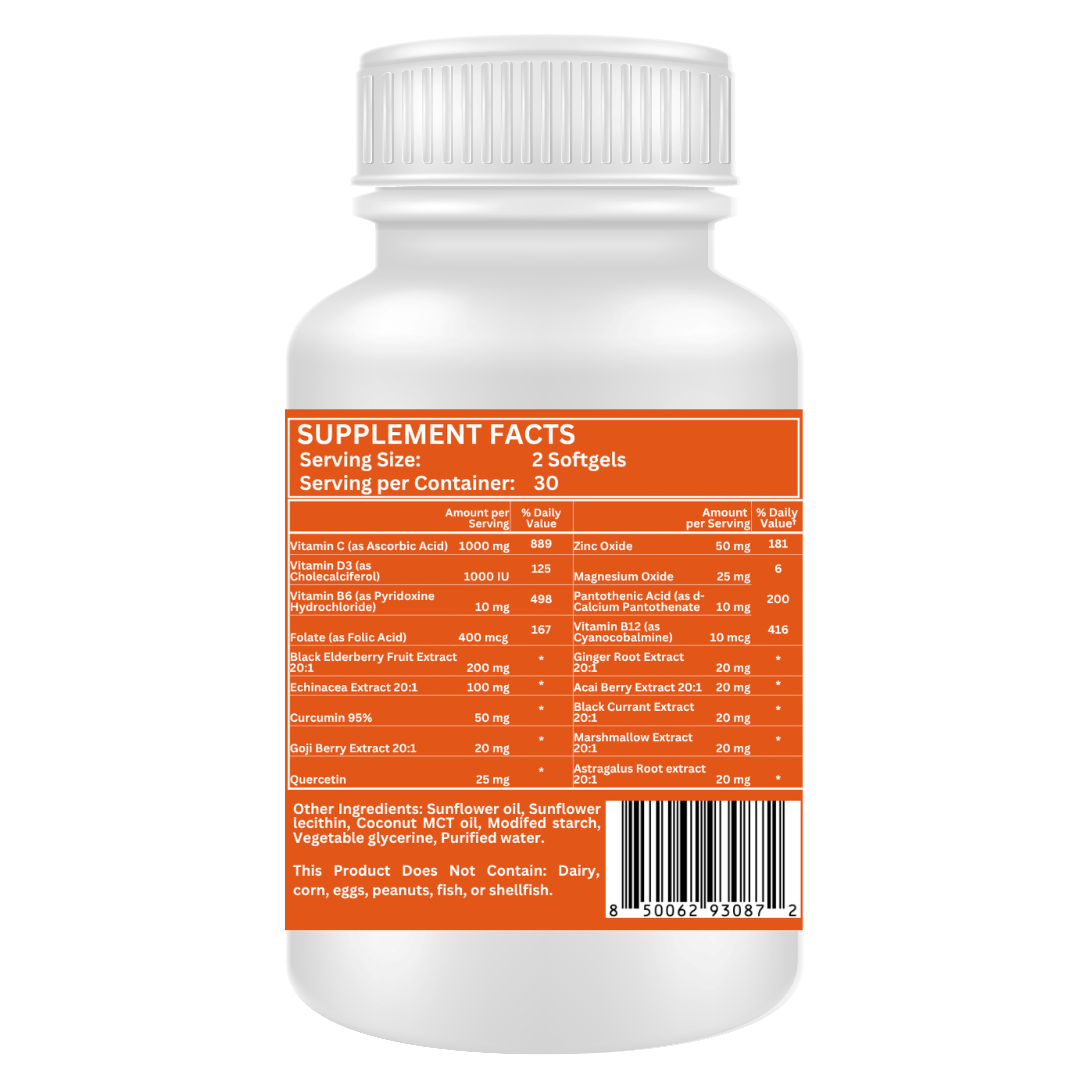 Nikoni Immune Support Dietary Supplement 18-in-1 Liposomal Formula Vegan Softgels 60 Count