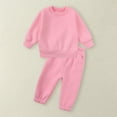 thumbnail image 4 of Mercatoo Toddler Baby Boys Girl Solid Color Outfit Set Sweatsuit Crewneck Sweatshirt Sweatpants Pants Fall Winter Kids Clothes, 4 of 4