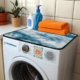 thumbnail image 3 of TSOVTHRID Blue Whit Marble Print Washing Machine Dust Cover Top Mat Anti-scratch Washer Dryer Top Cover 24'' x 19.7'' Appliance Protector for Washer Microwave Refrigerator, 3 of 8