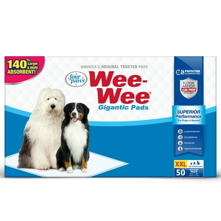 Four Paws Wee-Wee® Superior Performance Gigantic Dog Pee Pads 27.5" x 44" (50 Count)