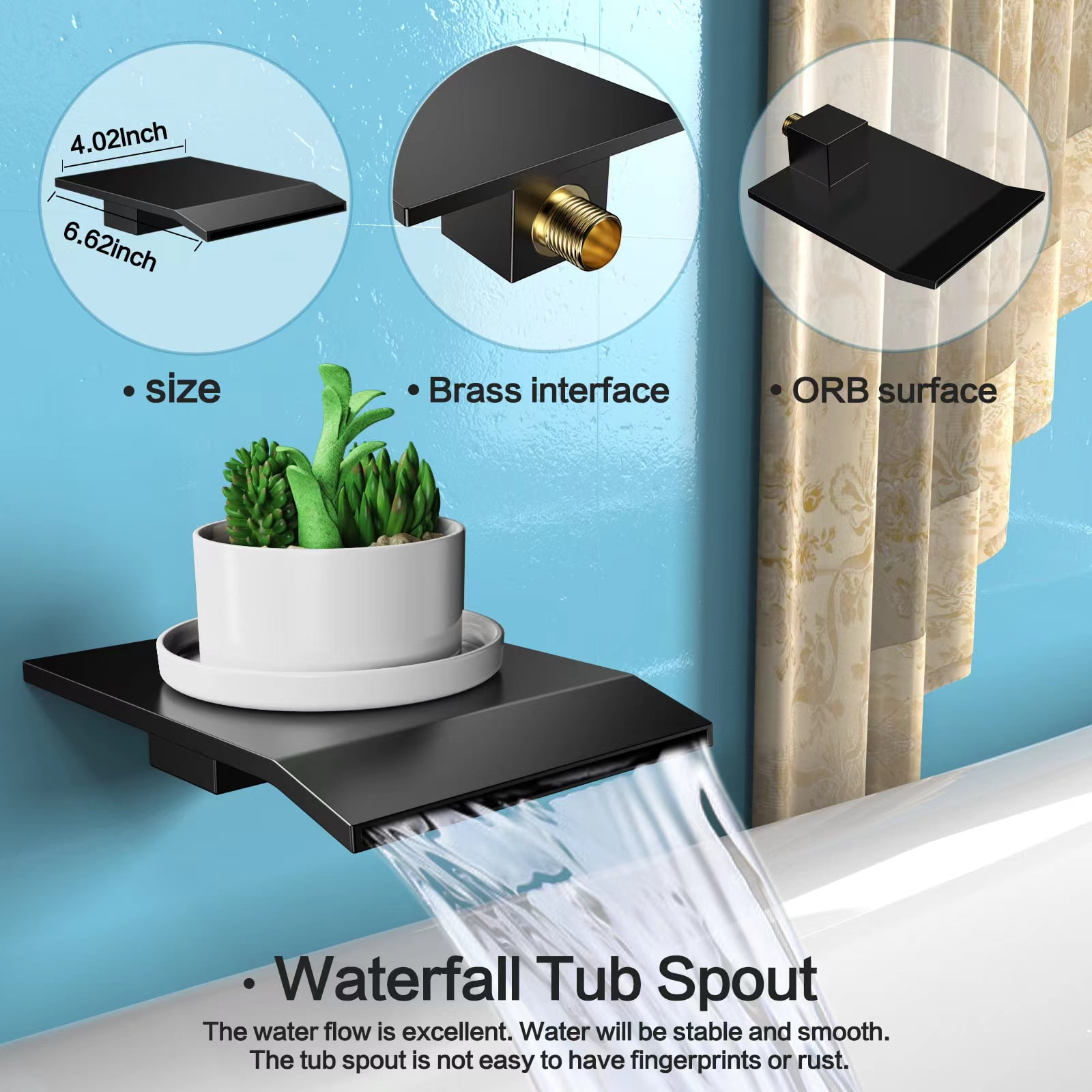 Fatspas Rain Shower System with Tub Spout, 10" Matte Black Shower Faucet Set with Rain Handheld, Wall Mounted Mixer Shower Combo Set, Bathroom with High Pressure Shower Head & 3 Way Shower Valve Kit.