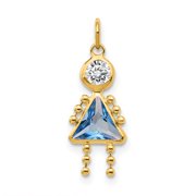 CARAT IN KARATS 14K Yellow Gold March Girl Birthstone Charm (20mm x 10mm)