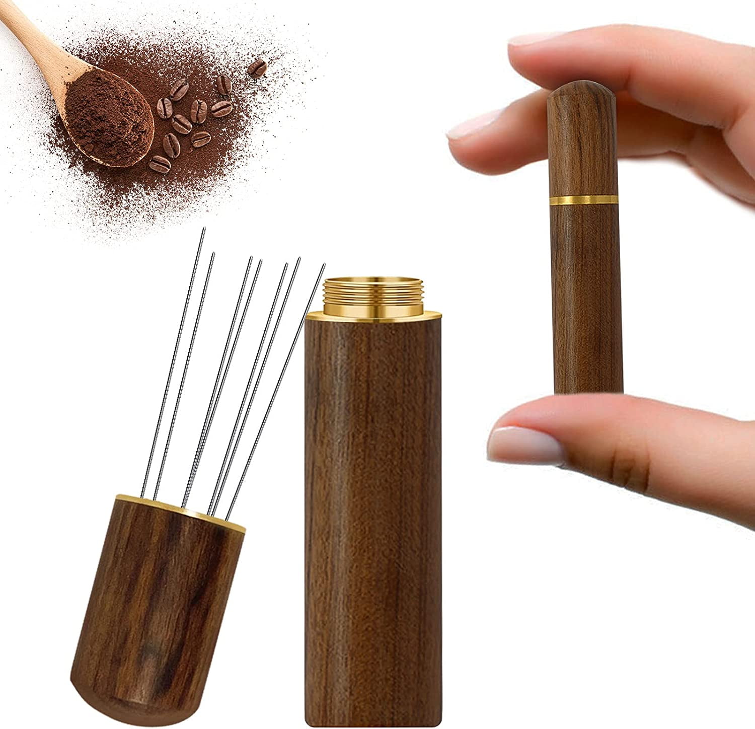 Wooden Espresso Coffee Stirrer Tool with Base Needle Type Distributor  Needle Coffee Tamper Mini Whisk Espresso Tools 425B