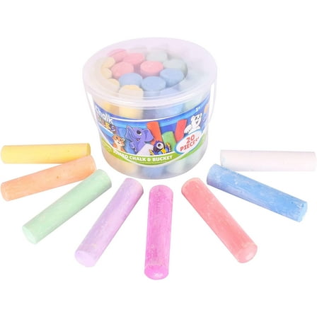Sunny Days Entertainment Maxx Chalk Sidewalk Chalk with Storage Bucket, Hard Tip, 20-Pieces