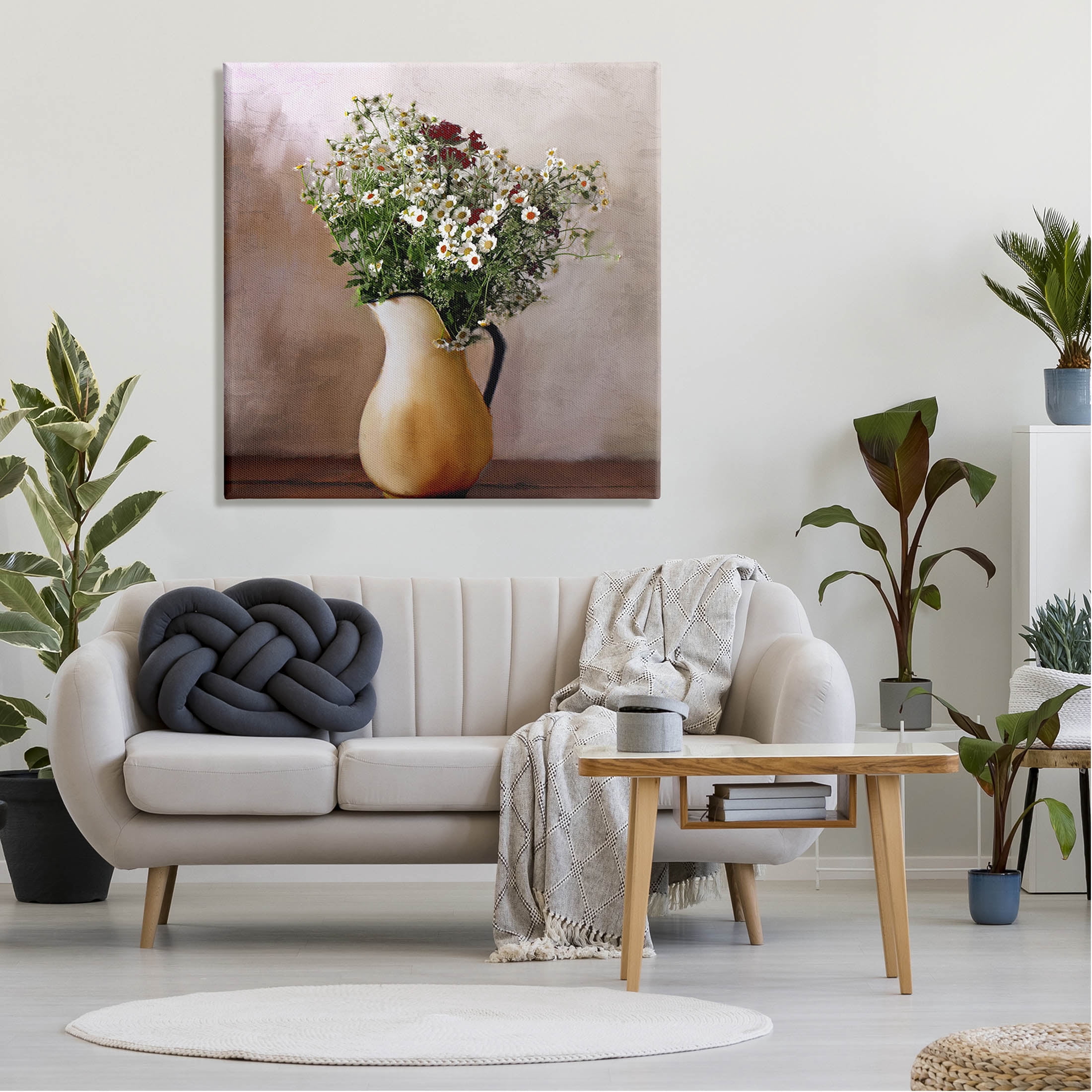 Mixed Daisy Bouquet Still Life Botanical & Floral Graphic Art Gallery Wrapped Canvas Print Wall Art