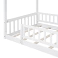 thumbnail image 6 of Twin Size Wood Bed,House Bed with Roof and Fence Guardrails,Wood Playhouse Tent Bed Frame,Montessori Bed Platform Bed with Wood Slats Support for Teens Girls Boys,Bedroom,White, 6 of 7