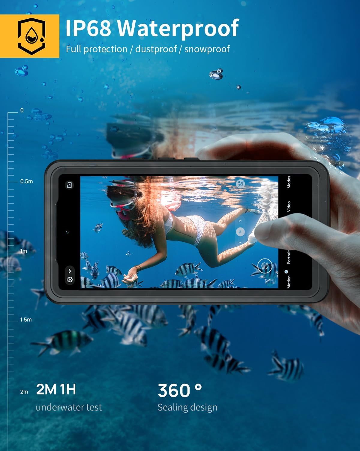 KOMI Pixel 8 Pro Case, IP68 Waterproof Dustproof Case with Built-in Screen Protector, Rugged Full Body Shockproof Protective Clear Cover for Google Pixel 8 Pro, Black