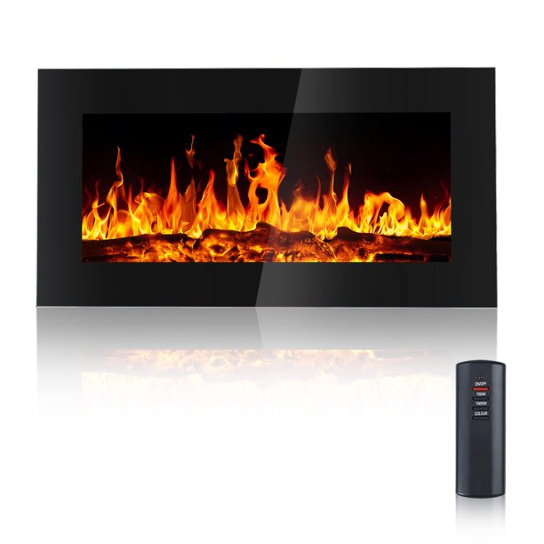 Electric Fireplace,36 inch Wall Mounted Electric Fireplace, Remote