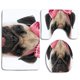thumbnail image 1 of ABPHQTO Pug Wear Pink Bow Juego de alfombras de baño de 3 piezas Alfombra de baño Alfombra de contorno y tapa de inodoro, 1 of 2