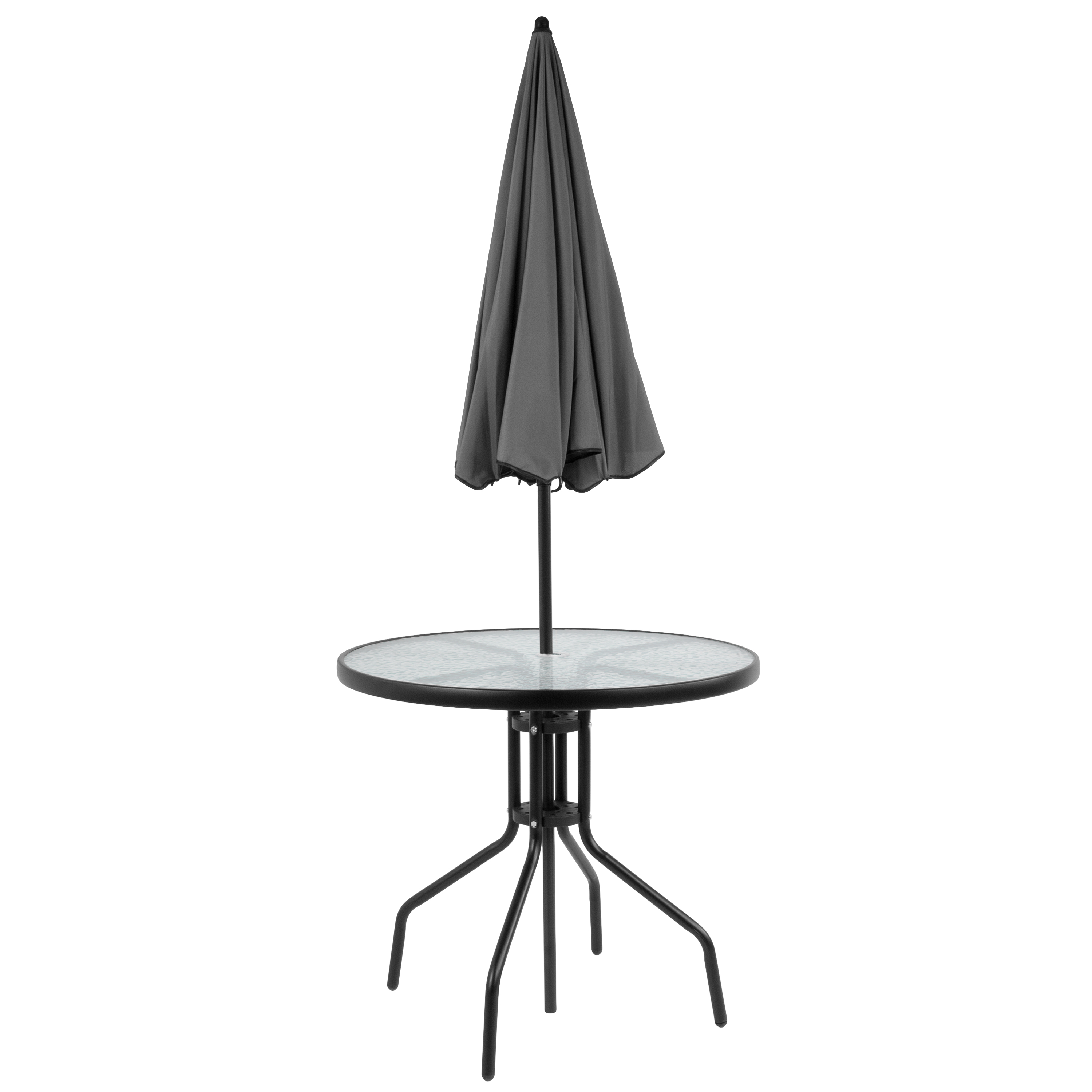 Flash Furniture Nantucket 6 Piece Black Patio Garden Set With Table Umbrella And 4 Folding Chairs Walmart Com Walmart Com