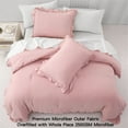 thumbnail image 3 of SLEEPBELLA 3pcs Luxury Ruffled Edge Trim , Soft Microfiber Inner Fill Down Alternative Shabby Chic Bedding Set, Pink (Queen), 3 of 6
