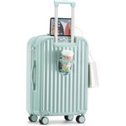 Hard Shell Carry On Luggage With Cup Holder & Charger, 20IN Carry On Luggage With Spinner Wheels, 360° Rotatable, Airline Approved TSA-locked Luggage Unisex (Blue)