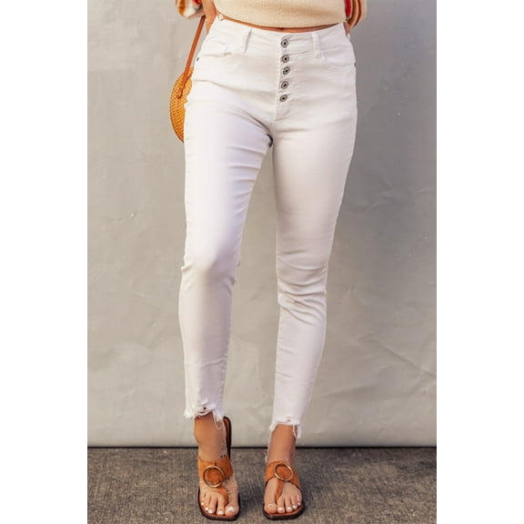 Plusashion Elevate Your Curves - Frayed Crop Jeans | High Waist, Skinny | Sizes 0-24