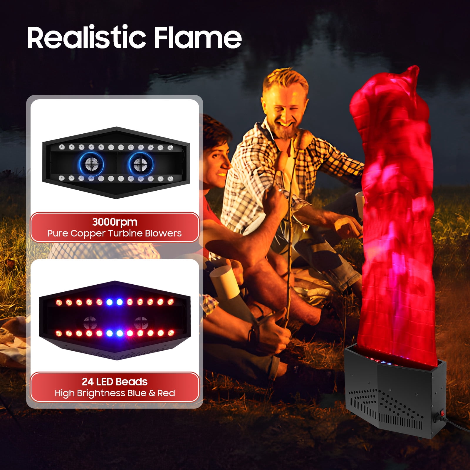 Peakora 24 LED Red + Blue Fake Flame Light Stage Show Fire Flame Lighting Disco