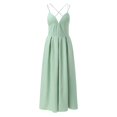 thumbnail image 3 of Vedolay Womens Elegance Audrey Hepburn Style Ruched 3/4 Sleeve Midi A-line Dress,Green S, 3 of 5