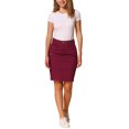 thumbnail image 2 of Falda de mezclilla INSPIRE CHIC para mujer, casual, desgastada, hasta la rodilla, en talla XL, color rojo profundo, 2 of 6