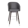 thumbnail image 2 of Merrick Lane Faux Leather Bronze Accents Bar Stool, Gray/Walnut, 2 of 12