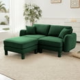 thumbnail image 3 of Newest Boucle Fabric Sectional 2-seater Loveseat Sofa Couch,Distinctive Shell-shaped Armrests,Removable Ottoman,Cylindrical Legs Wrapped,Self-fabric,Green Color, 3 of 17