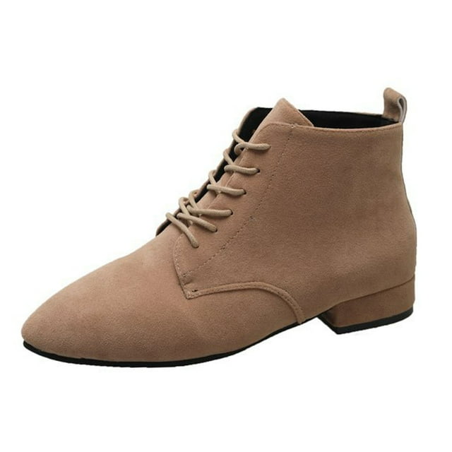asddcavvf Women's Autumn And Winter British Style Small Short Boots Solid Colour Suede Pointed Toe L