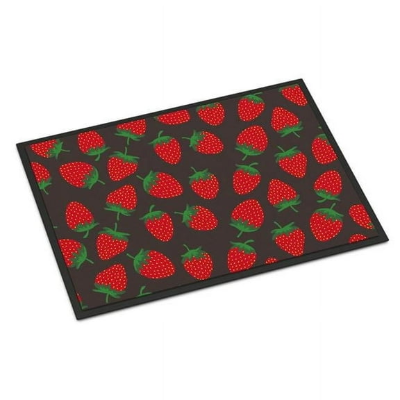 Strawberries on Grey Indoor or Outdoor Mat, 24 x 36 in.