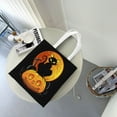 thumbnail image 7 of DouZhe Reusable Grocery Bags, Vintage Pumpkin Skull Black Cats Lightweight Polyester Canvas Cloth Tote Bag for Travle Gym Shopping School, 15" x 16", 7 of 7