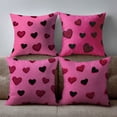 thumbnail image 5 of HUGNEO 20x20 Inch Valentine's Day Pink Glitter Heart Pillow Cover, Black Pink Heart Decorative Cushion Case for Sofa Bedroom, No Insert, 5 of 8