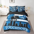 thumbnail image 3 of Manfei Cartoon Rugby Helmet Twin Bedding Sets 7-Piece for Kids, Modern American Sports Bedding Comforter Set, Football Touchdown Reversible Sheet Sets, Microfiber Bedroom Decor, 3 of 8