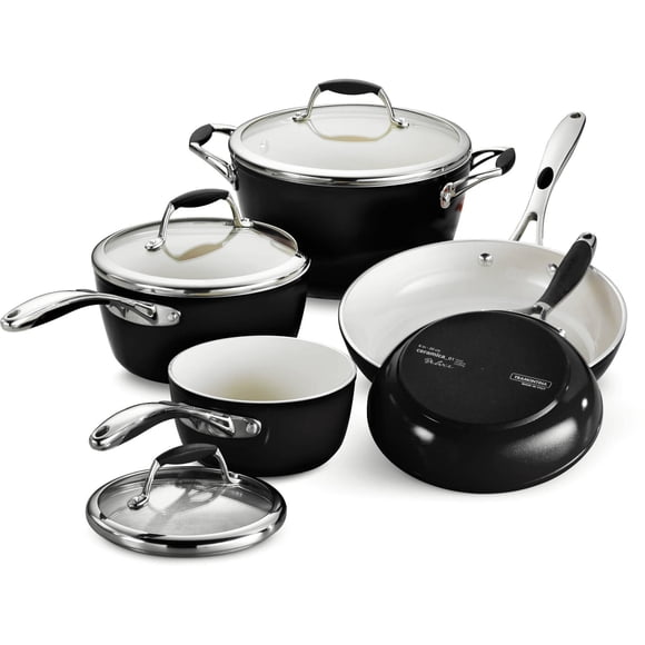 Tramontina Gourmet Ceramica Deluxe 8-Piece Cookware Set, Black