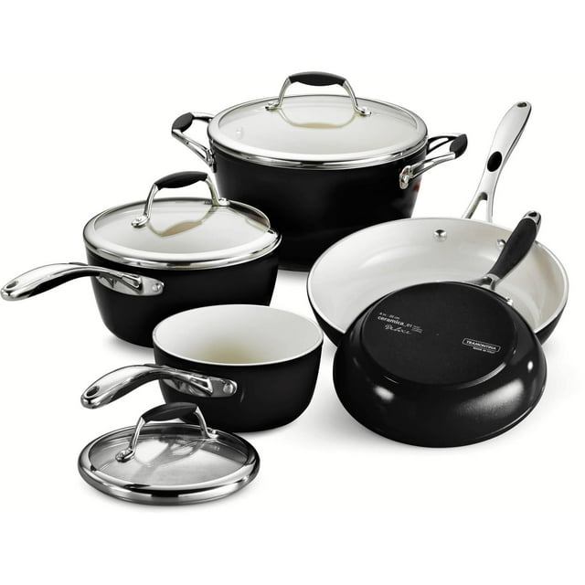 Tramontina Gourmet Ceramica Deluxe Ensemble de Batterie de Cuisine 8 Pcs, Noir