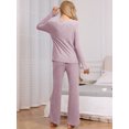 thumbnail image 4 of DARING DIVA Women's Knit Long Sleeve Ribbed Sleepwear Soft Crewneck Sets M Purple, 4 of 7