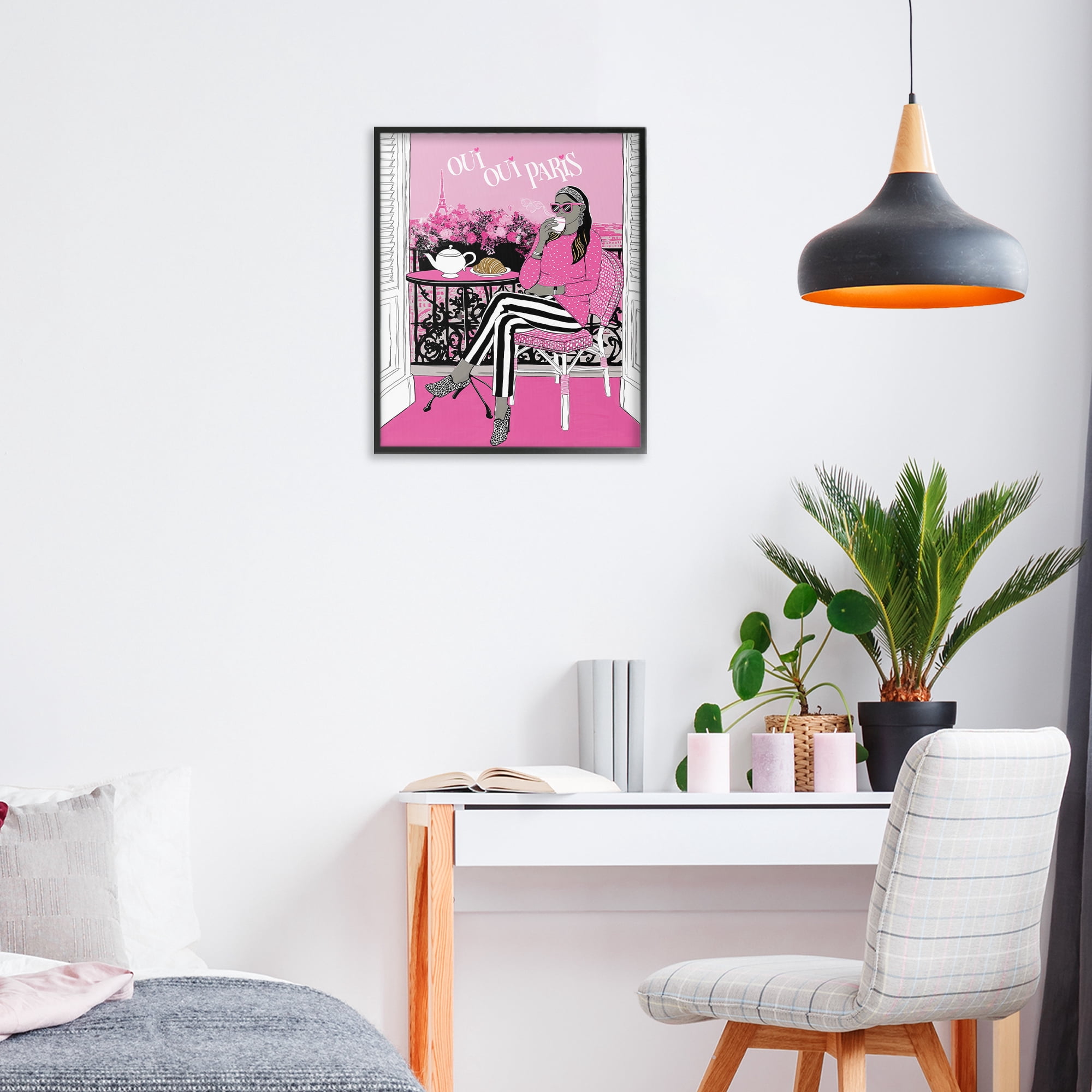 Stupell Industries Oui Oui Parisian Cafe Morning Black Framed Giclee Art, design by Jess Stempel