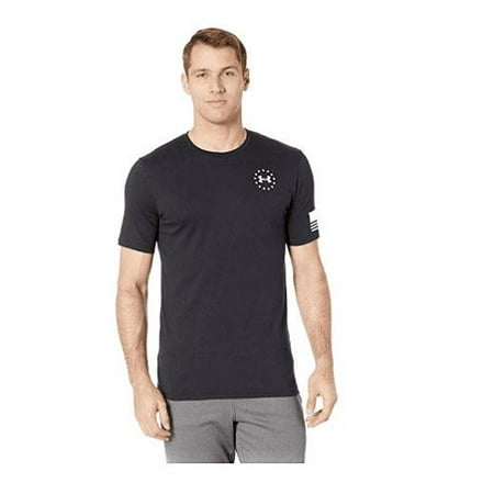 Mens S/s Shirt - Under Armour 1333350002LG Freedom Flag Mens LG Black S/S Tactical T-Shirt