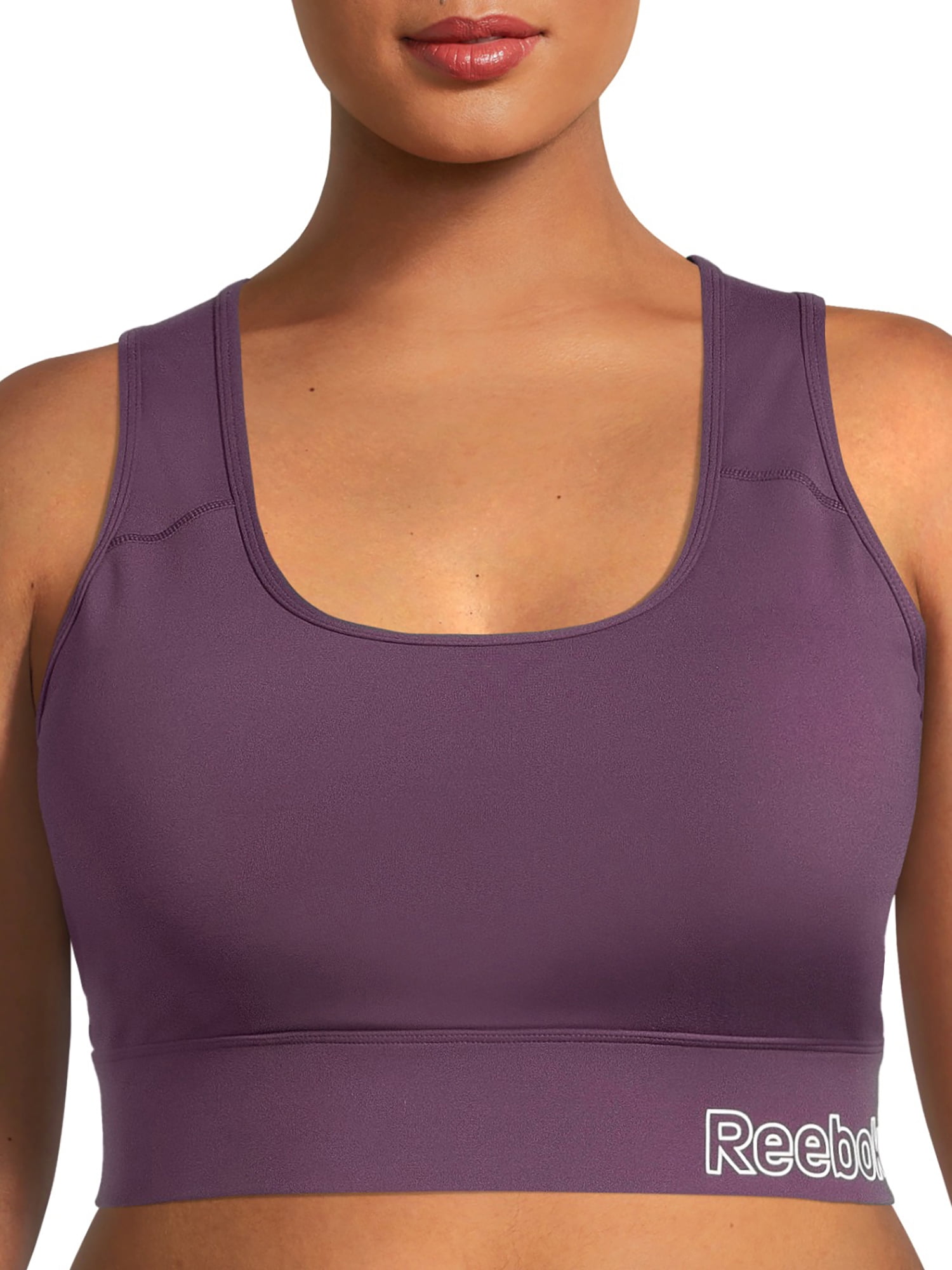 Reebok Women's Plus Size Essential Sports Bra with Back Pocket and ...