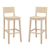 Pemberly Row Saddle Seat Bar Stools Set of Two in Unfinished Solid Rubberwood