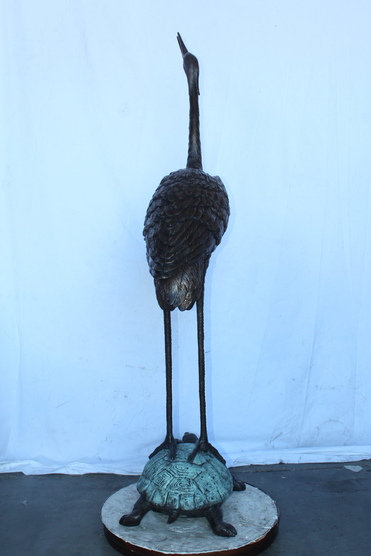Nifao Blue Heron Looking Up on Turtle Outdoor Fountain Statue, Bronze Garden Water Feature Sculpture for Patio & Yard – Garden Outdoor Decor Sculpture, 21"L x 16"W x 71"H