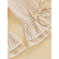 thumbnail image 2 of Toddler Baby Girl Easter Outfit One Piece Easter Overalls Bunny Embroidery Romper Flare Pants Sleeveless Plaid Bow Bell Bottom Jumpsuit, 2 of 2