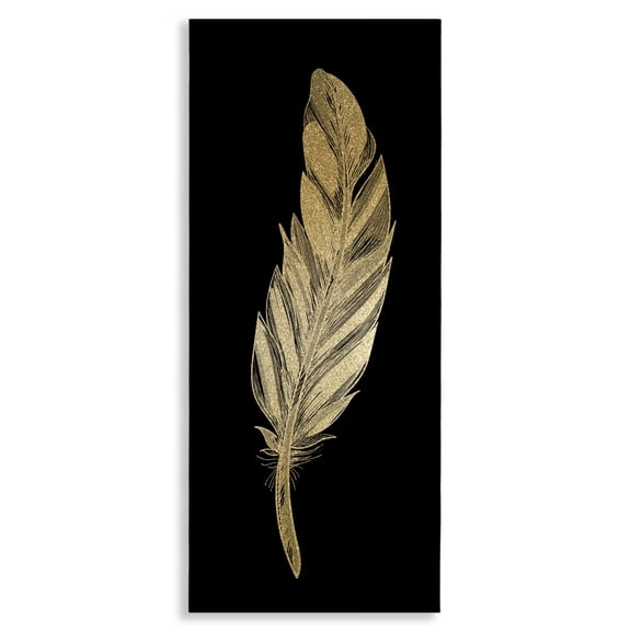 Glam Feather Black & Gold Canvas Wall Art, design by Kim Allen